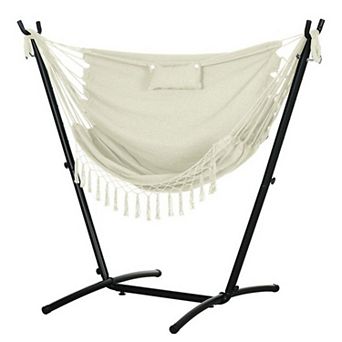 Outdoor Hammock Chair with Stand, Headrest, Side Pocket