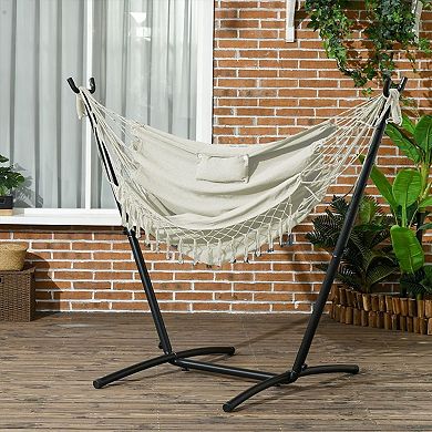 Outdoor Hammock Chair with Stand, Headrest, Side Pocket