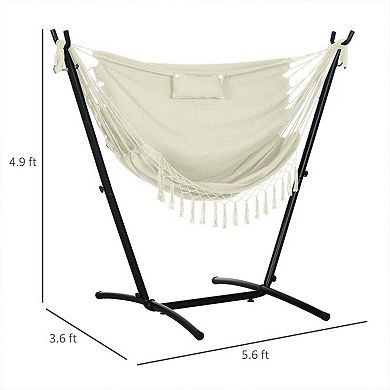 Outdoor Hammock Chair with Stand, Headrest, Side Pocket