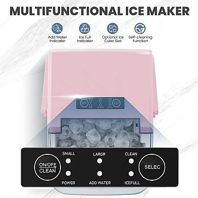 Portable Countertop Ice Maker, 26lb/24H, 9 Cubes in 6 Mins, Self-Cleaning