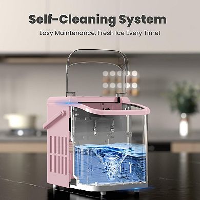 Portable Countertop Ice Maker, 26lb/24H, 9 Cubes in 6 Mins, Self-Cleaning