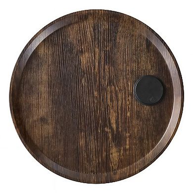 Round 2-Tier End Table with USB & AC Outlet and Open Storage