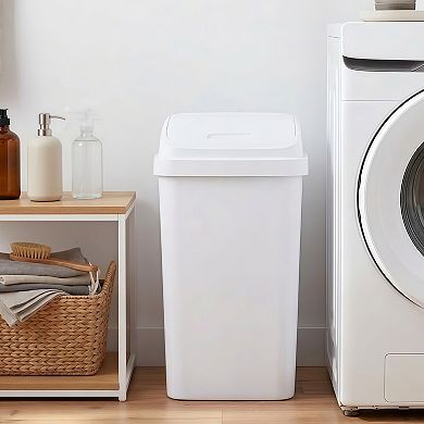 Swing Top Kitchen Trash Can with Locking Lid, Textured Plastic