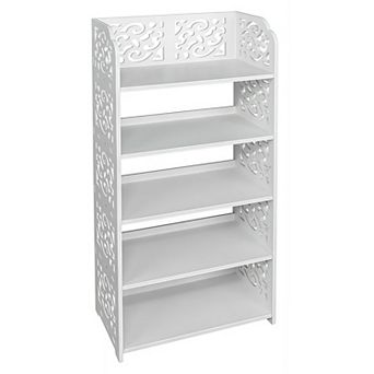 5 tier Decorative Wood-Plastic Shoe Rack Storage Shelf