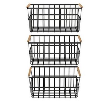 Metal Wire Organizer Bin Baskets with Handles, Set of 3