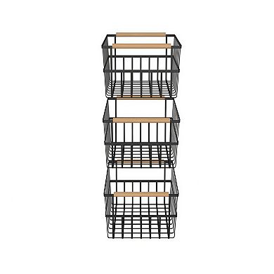 Metal Wire Organizer Bin Baskets with Handles, Set of 3
