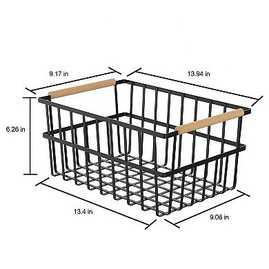 Metal Wire Organizer Bin Baskets with Handles, Set of 3