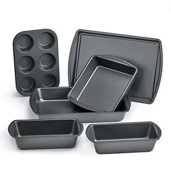 6 pc Nonstick Carbon Steel Bakeware Set with Muffin, Loaf and Cookie Pans