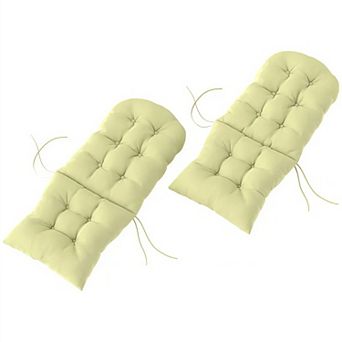 Set of 2 Tufted High Back Outdoor Chair Cushions with Ties