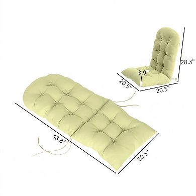 Set of 2 Tufted High Back Outdoor Chair Cushions with Ties
