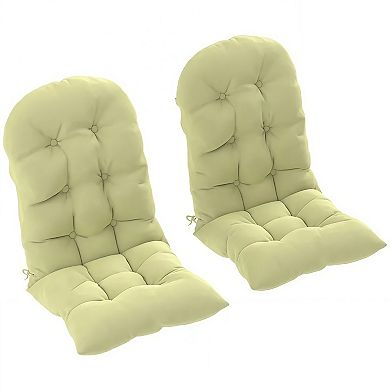 Set of 2 Tufted High Back Outdoor Chair Cushions with Ties