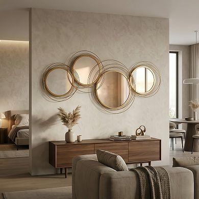 Modern Round Metal Wall Art Mirror Decor for Home