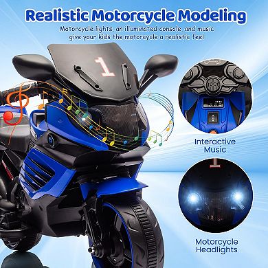 6V Kids Electric Motorcycle Ride On Toy with Training Wheels and Music