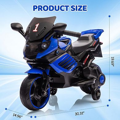 6V Kids Electric Motorcycle Ride On Toy with Training Wheels and Music