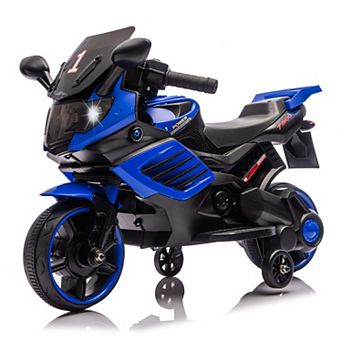 6V Kids Electric Motorcycle Ride On Toy with Training Wheels and Music