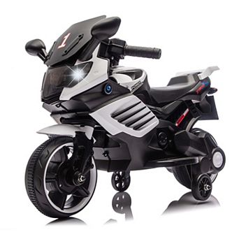 6V Kids Electric Motorcycle Ride On Toy with Training Wheels and Music