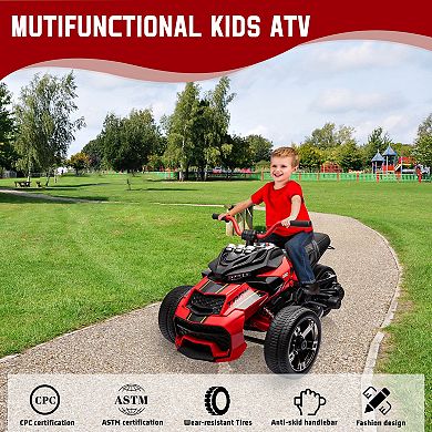 12V Kids Electric ATV Ride-On Quad with Dual Motors, Forward/Reverse and Music