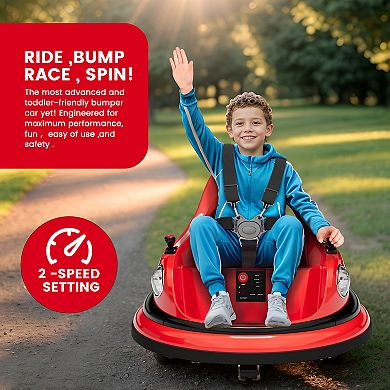 12V Kids Bumper Car with Parent Remote Control, 360 Spin, Lights and Music