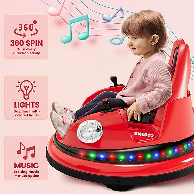 12V Kids Bumper Car with Parent Remote Control, 360 Spin, Lights and Music