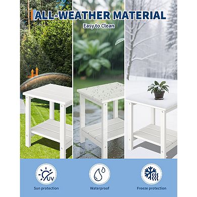 1 Pack-Modern 2-Tier Outdoor Adirondack Side Table, HDPE Weather Resistant Patio End Table