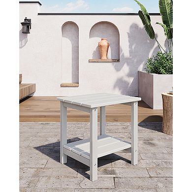 1 Pack-Modern 2-Tier Outdoor Adirondack Side Table, HDPE Weather Resistant Patio End Table