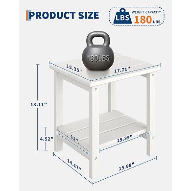 1 Pack-Modern 2-Tier Outdoor Adirondack Side Table, HDPE Weather Resistant Patio End Table