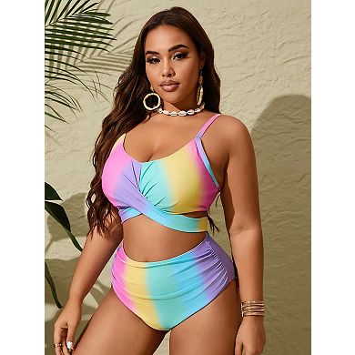 Women's 2 Piece Swimsuit Plus Size Swim Top and Bottom Set