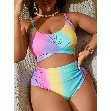 Women's 2 Piece Swimsuit Plus Size Swim Top and Bottom Set