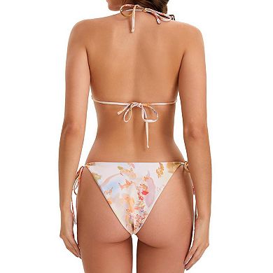 Women's 3 Piece Swimsuit Sets Swimwear Halter Bikini Set with Long Sleeve Crop Top