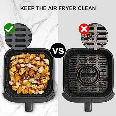 2 Pack Square Silicone Air Fryer Liners Reusable & Heat-Resistant