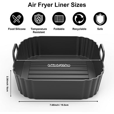 2 Pack Square Silicone Air Fryer Liners Reusable & Heat-Resistant