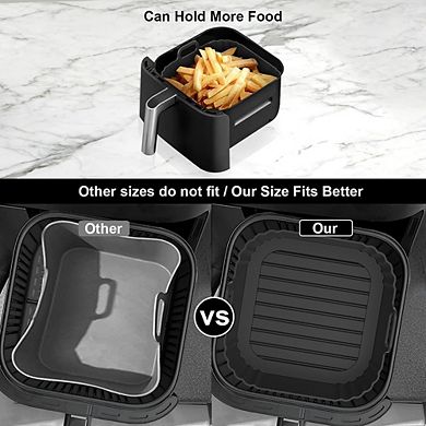 2 Pack Square Silicone Air Fryer Liners Reusable & Heat-Resistant
