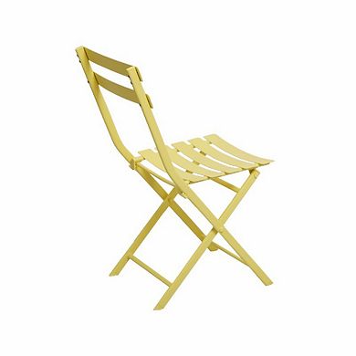 BAOURE Powder Coated Metal Folding Patio Bistro Set Three Piece Outdoor Table And Chairs