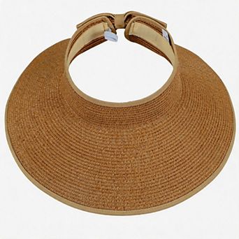 Kaelin Home Womens Roll Up Straw Wide Brim Sun Visor Hat