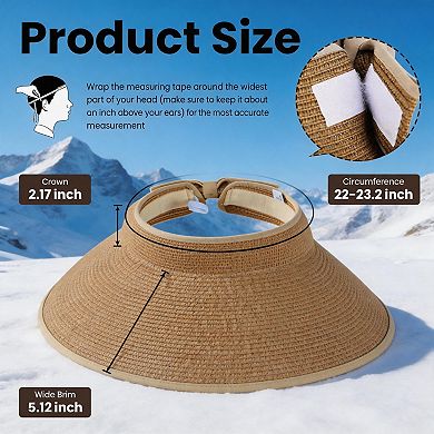 Kaelin Home Womens Roll Up Straw Wide Brim Sun Visor Hat