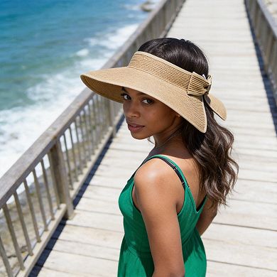 Kaelin Home Womens Roll Up Straw Wide Brim Sun Visor Hat