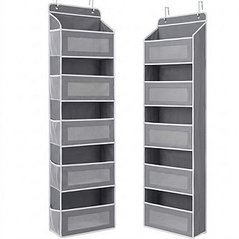 Over Door Hanging Organizer with 5 Large Pockets and Mesh Side Pouches set of 2