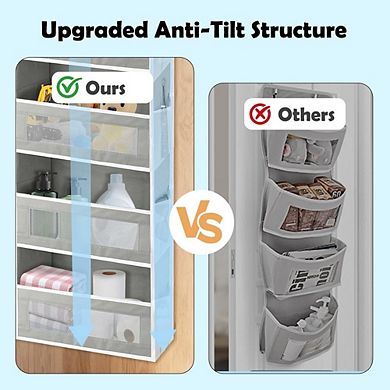 Over Door Hanging Organizer with 5 Large Pockets and Mesh Side Pouches set of 2