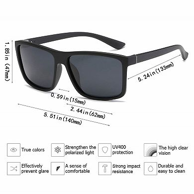 Kaelin Home Unisex Rectangular Vintage Polarized Driving Sunglasses