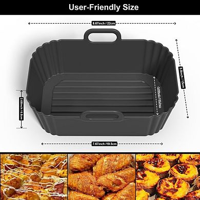 2-Pack Silicone Air Fryer Liners, Reusable, Heat-Resistant, Non-Stick