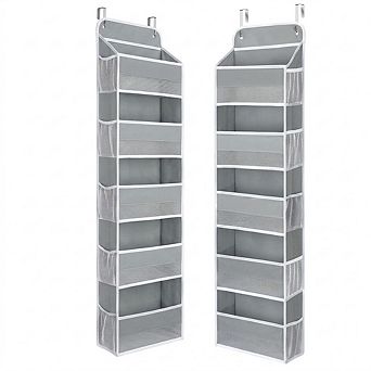 Over Door Hanging Organizer with 5 Bins and 10 Side Pockets set of 2