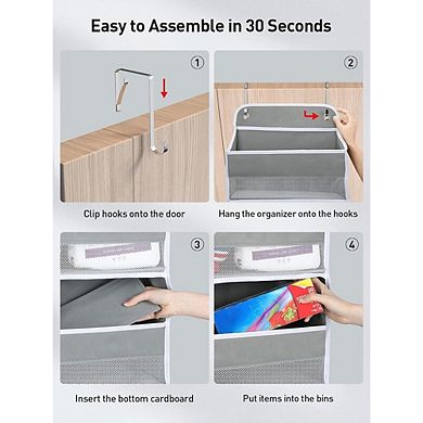 Over Door Hanging Organizer with 5 Bins and 10 Side Pockets set of 2