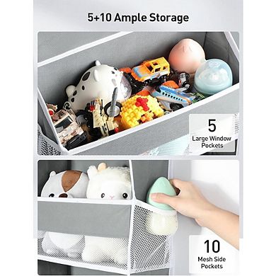 Over Door Hanging Organizer with 5 Bins and 10 Side Pockets set of 2