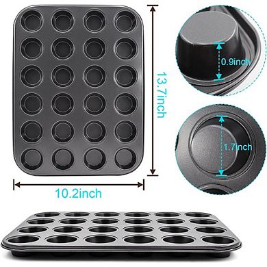 2-Pack Round Muffin Pan Set, 24-Cup Nonstick Steel, Cupcake & Cheesecake Pans