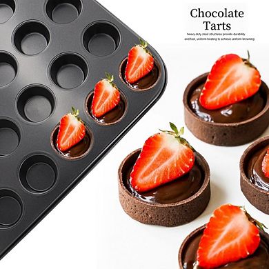 2-Pack Round Muffin Pan Set, 24-Cup Nonstick Steel, Cupcake & Cheesecake Pans