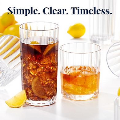 Faceted Reusable Plastic Drinking Glasses Set of 8, 1418 oz, BPA-Free
