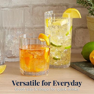 Faceted Reusable Plastic Drinking Glasses Set of 8, 1418 oz, BPA-Free