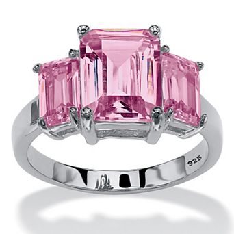 PalmBeach Jewelry .925 Silver Simulated Birthstone 3-Stone Ring