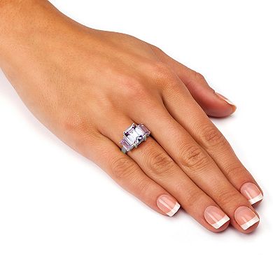 PalmBeach Jewelry .925 Silver Simulated Birthstone 3-Stone Ring