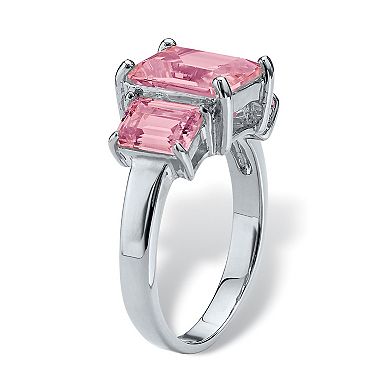 PalmBeach Jewelry .925 Silver Simulated Birthstone 3-Stone Ring